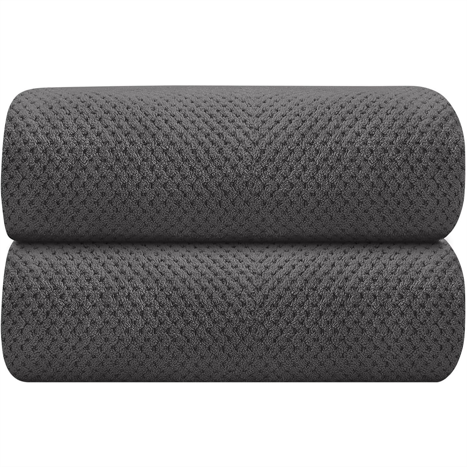 Yoga Fitness Images - Grey Bath Towels 2 Pack, Microfiber