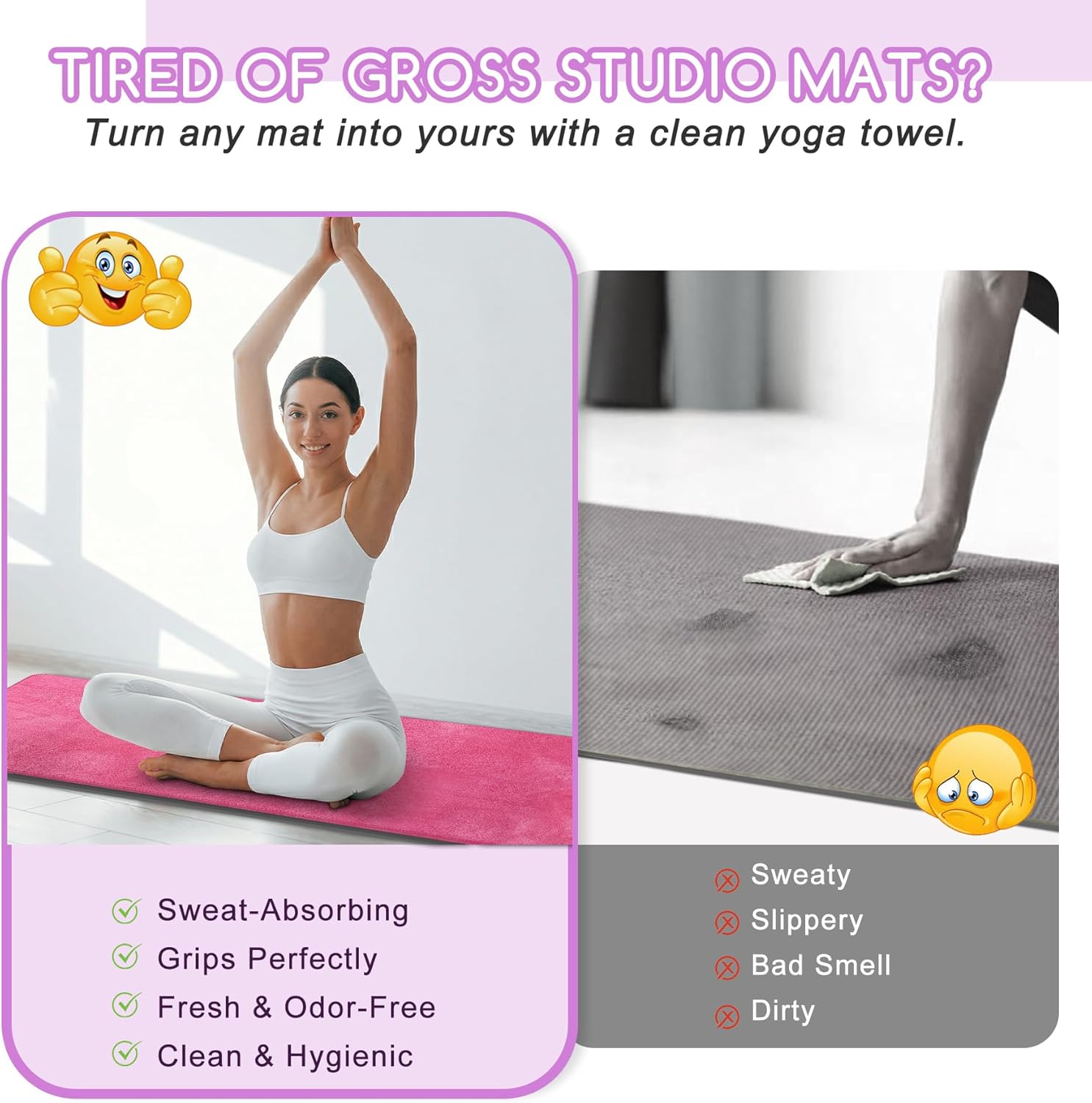 Extra Thick Yoga Mat Towel 600 - đánh giá và giá Yoga Fitness Images
