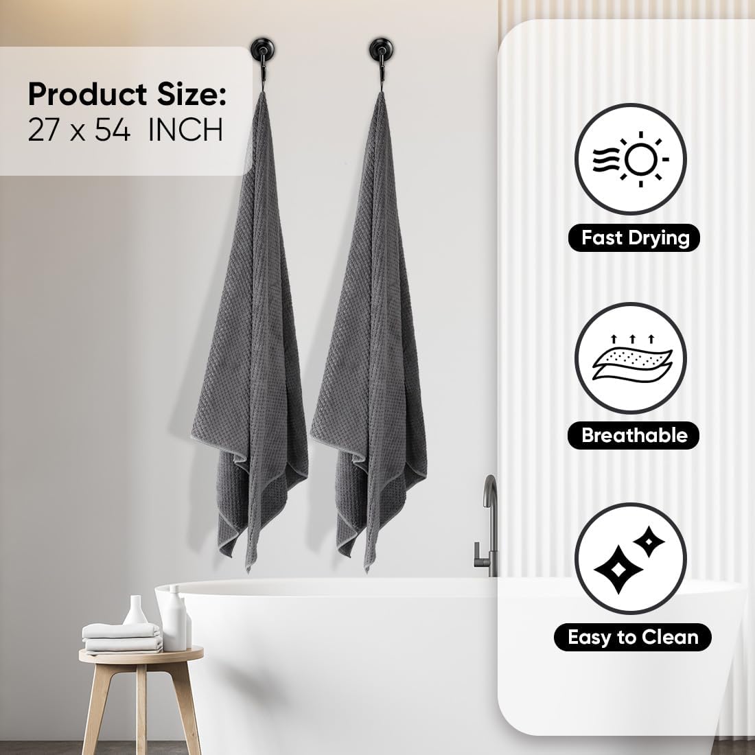 Grey Bath Towels 2 Pack, Micro - đánh giá và giá Yoga Fitness Images