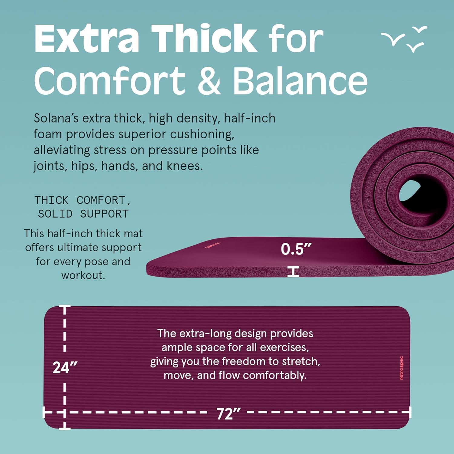 Yoga Mat Thick 1/2in Non-Slip  - đánh giá và giá Yoga Fitness Images