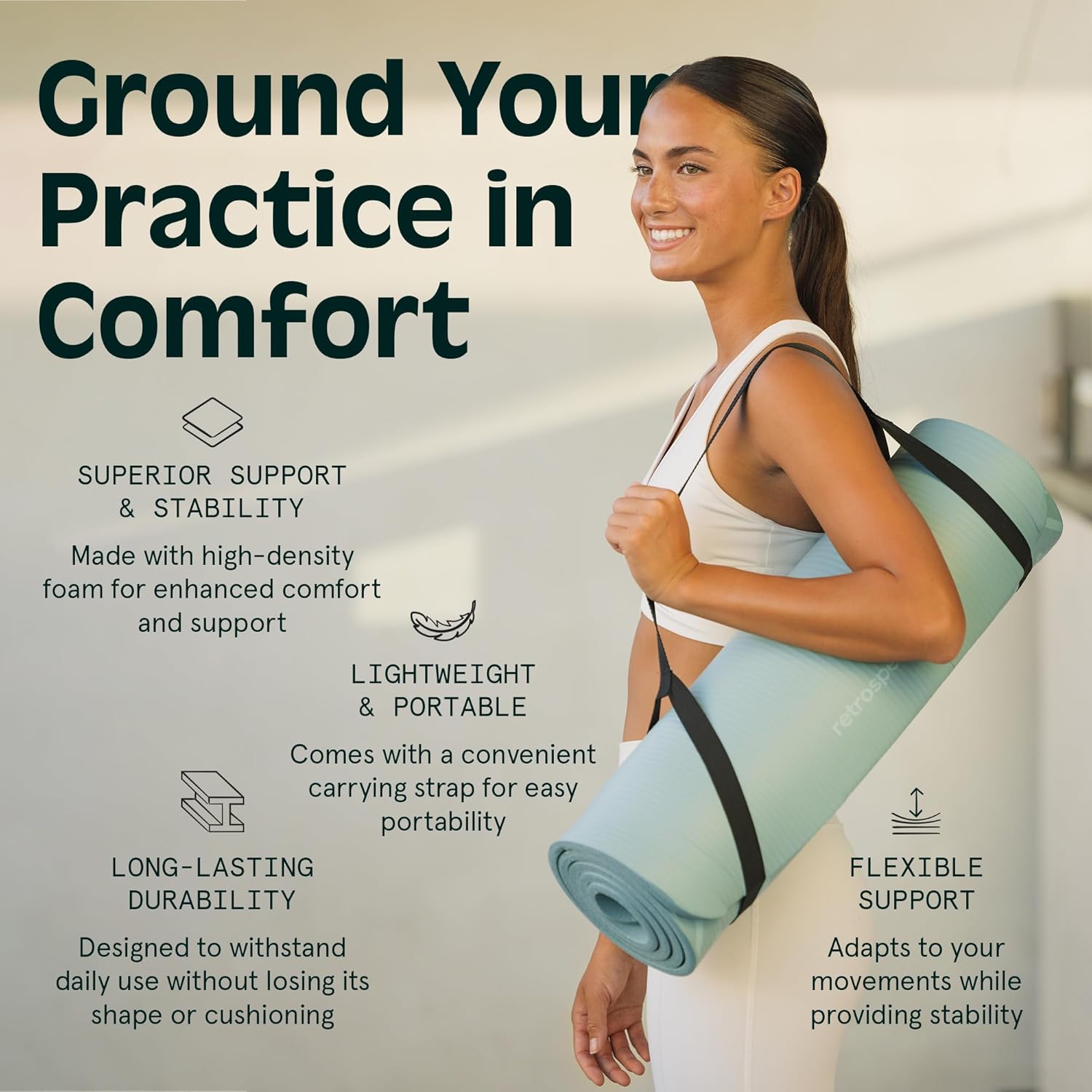 Yoga Mat Thick 1/2in Non-Slip  - đánh giá và giá Yoga Fitness Images